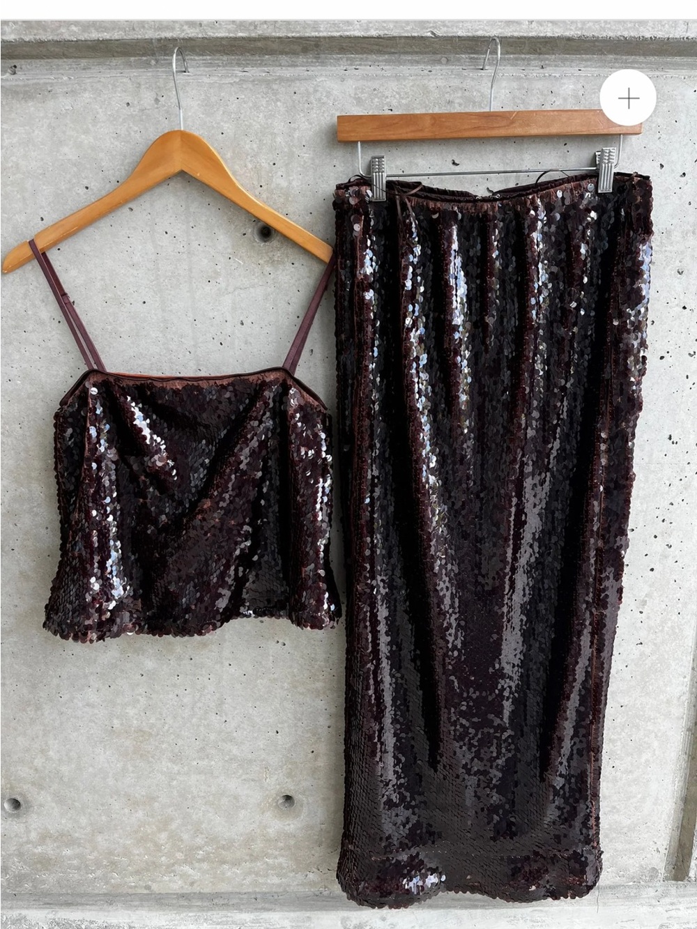 NWT Lalavon Sequin Two-Piece Set - Dark Brown Sparkle